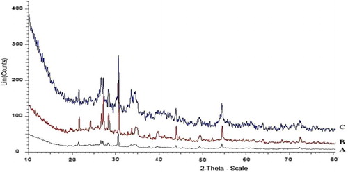 Figure 2. XRD of fresh used Cu(II)–clay