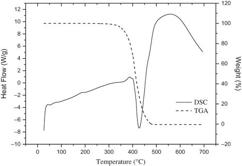 Figure 3 DSC-TGA profiles of wheat germ oil.