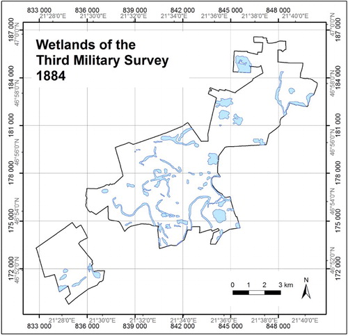 Figure 2. Wetlands of the Third Military Survey, 1884.