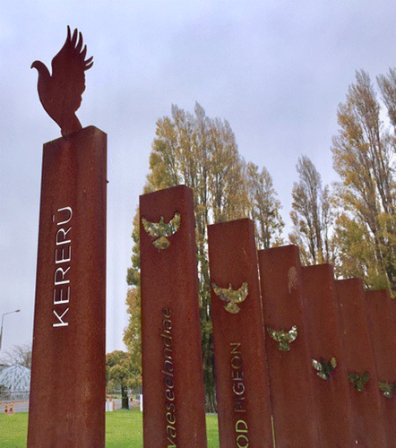 Figure 2. Sculptures of important native bird species in the Christchurch rebuild, reflecting natural heritage of Indigenous significance and local language as well as scientific and English terminology.