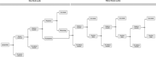 Figure 1 Cost-effectiveness model decision-tree structure of rhFSH for ART.