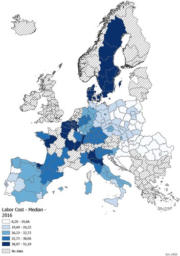 Figure 1. Median labor cost, 2016.