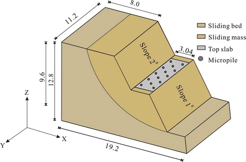 Figure 2. The prototype landslide reinforced by micropiles.