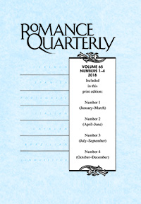 Cover image for Romance Quarterly, Volume 65, Issue 1, 2018