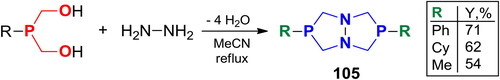 Scheme 67. Reaction of P,(OH)2-acetals with hydrazine.[Citation50]