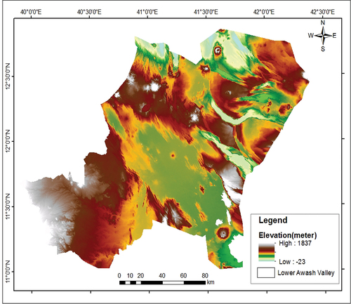 Map 2. Physical map of Lower Awash Valley.