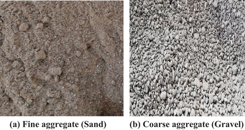 Figure 2. Fine and coarse aggregates. (a) Fine aggregate (Sand). (b) Coarse aggregate (Gravel).