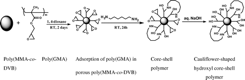 Scheme 4. Synthesis of hydroxyl functionalized core–shell polymer.