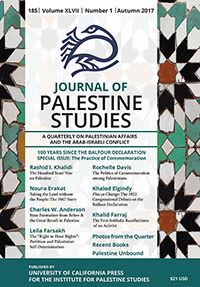 Cover image for Journal of Palestine Studies, Volume 47, Issue 1, 2017