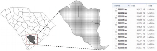 Figure 2. LiDAR data tiles for Colleton County, South Carolina.