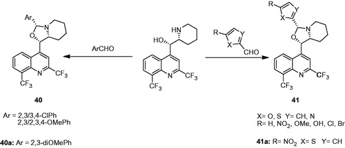 Figure 7. Design of mefloquine–oxazolidine derivatives (40 and 41).