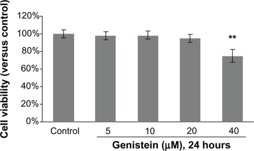 Figure 1 Cytotoxicity of genistein on MH7A cells.