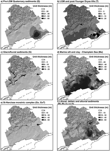 Figure 6. Thickness grids (m) of Quaternary deposits. LGM, Last Glacial Maximum.