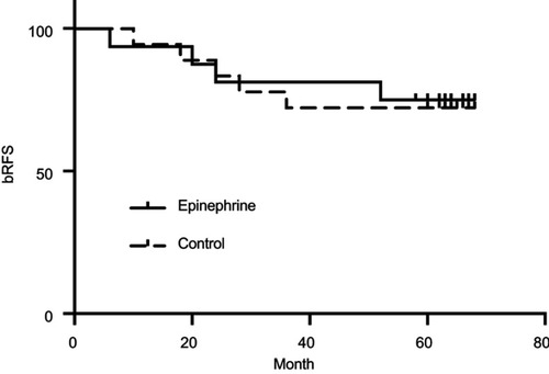 Figure 5 Biochemical relapse-free survival (bRFS) for the epinephrine and control groups.