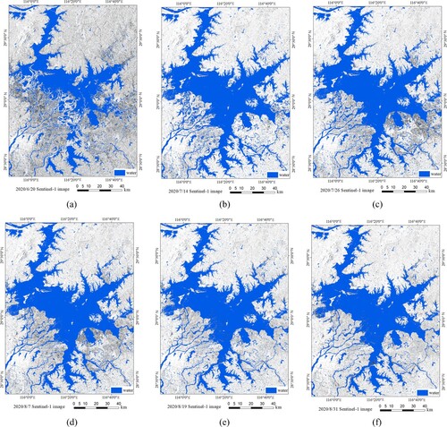 Figure 10. The water body extraction results of FWENet in Poyang Lake.