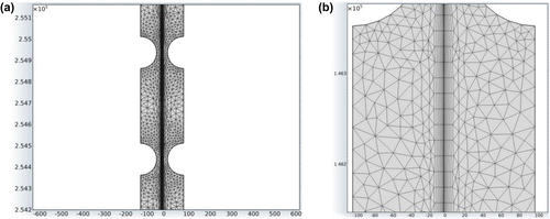 Fig. 4 FEM geometry and meshing as used in the simulations.