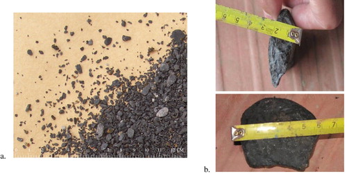 Figure 1. Drill cuttings samples and oversized coal pieces discharged from well ZS-1H (>50 mm), flake shaped.
