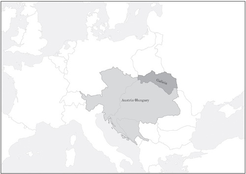 Fig. 1. The Kingdom of Galicia and Lodomeria in Austria-Hungary in the second half of the nineteenth century (Created by the author in QGIS 3.16.9).