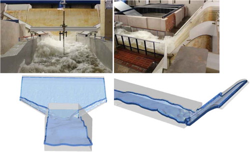 Figura 8. Segunda etapa de validación. Comparativa del comportamiento general del cuenco en modelos físico y numérico con altura de bordillo de salida t = 0,10 m.