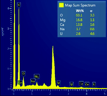 Figure 10. EDS spectrum of chromic acid pre-treated amidoxime fiber after submerging in seawater for 30 days.
