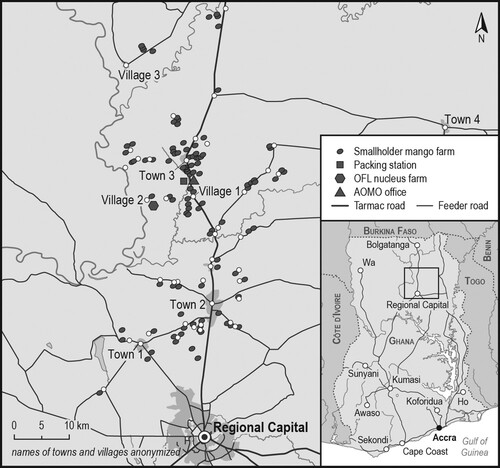 Figure 1. The spatial imprints of value-chain agriculture in northern Ghana. Source: the authors.