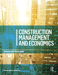 Cover image for Construction Management and Economics, Volume 40, Issue 10, 2022