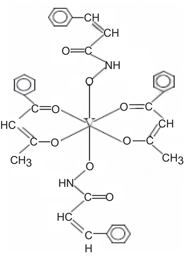 Figure 6.  Proposed structure of [V(bzac)2(HL2)2]