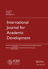 Cover image for International Journal for Academic Development, Volume 26, Issue 3, 2021
