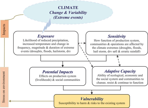 Figure 1. A schematic diagram showing the relationship between vulnerability factors and extreme climate events.