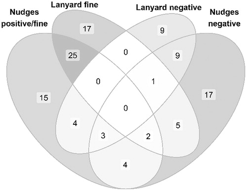Figure 4. Co-occurrence of codes related to the nudges and the lanyard policy.