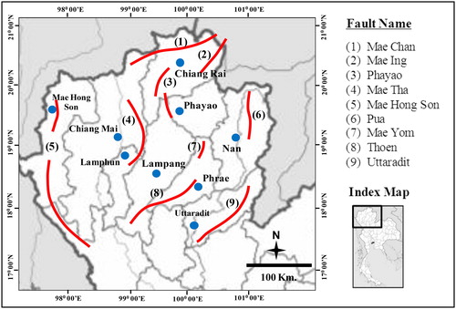 Figure 2. Active faults in Northern Thailand (Thitimakorn Citation2013).