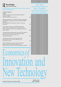 Cover image for Economics of Innovation and New Technology, Volume 25, Issue 7, 2016