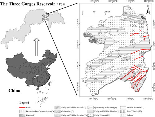 Figure 1. Location and geological map of the study area.