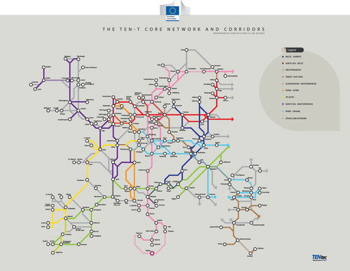 Figure 5. Trans-European network map. Source: http://ec.europa.eu/transport/infrastructure/tentec/tentec-portal/site/maps_upload/metro_map2013.pdf.