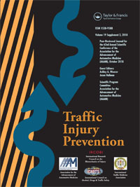 Cover image for Traffic Injury Prevention, Volume 19, Issue sup2, 2018