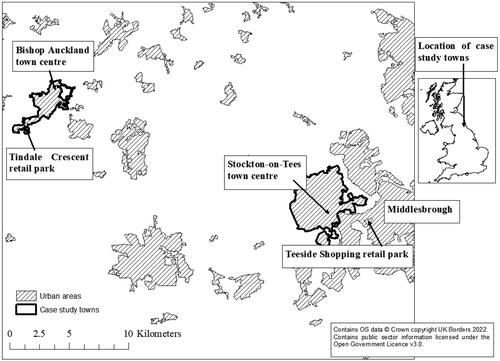 Figure 1. Urban context of case study towns.