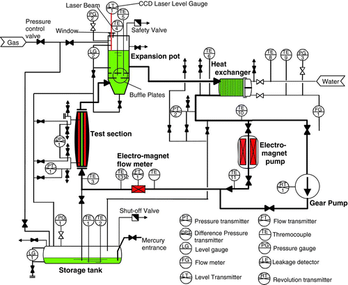 Figure 1 Schematic diagram of the mercury experimental loop