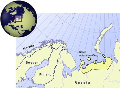 Fig. 1.  Map of the Nenets Autonomous Okrug (http://www.raipon.org/ikdm/Regions.aspx).
