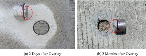 Figure 17. Depth of Destruction According to Age of Overlay. (a) 2 Days after Overlay; (b) 2 Months after Overlay.