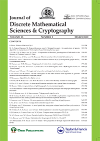 Cover image for Journal of Discrete Mathematical Sciences and Cryptography, Volume 25, Issue 2, 2022
