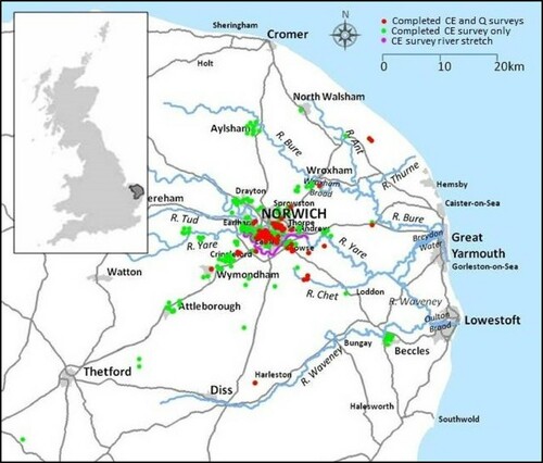 Figure 1. Survey area and location of respondents’ home.