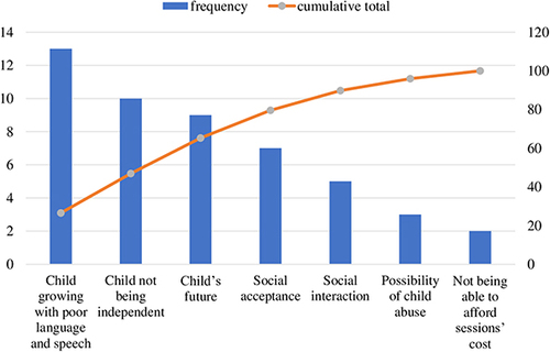 Figure 5 Pareto chart ranking the concerns of the parents of children with autism (n = 49).