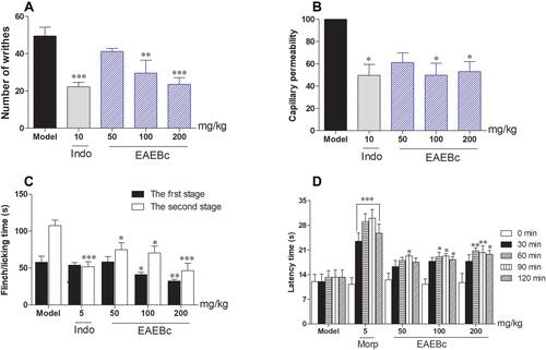 Figure 4 EAEBc activity in antinociceptive tests in mouse models.