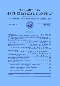 Cover image for The American Mathematical Monthly, Volume 71, Issue 4, 1964