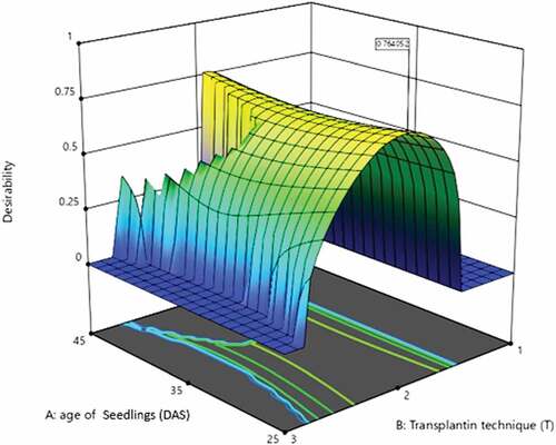 Figure 8. Three-dimensional surface chart for degree of desirability.