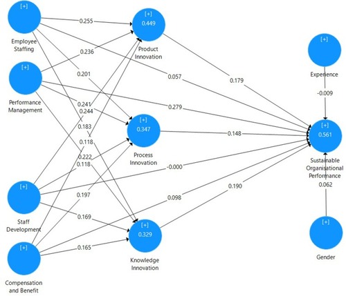 Figure 3 Theoretical constructs with R2 values.