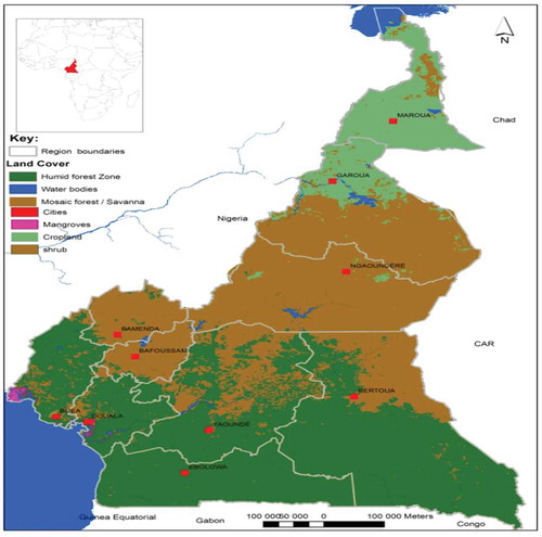 Figure 1. Map of the humid forest zone of Cameroon.
