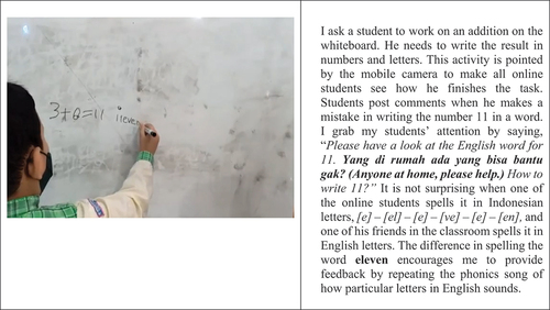 Figure 6. Teacher A’s photovoice – students’ misspelling in encoding numbers to English.