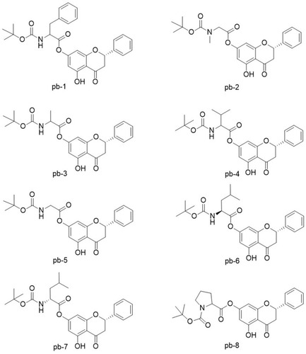Figure 1 The structures of pinocembrin derivatives 1–8.