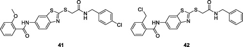 Figure 25. Substituted methoxybenzamide based benzothiazole derivative 41 and chloromethylbenzamide based benzothiazole 42.